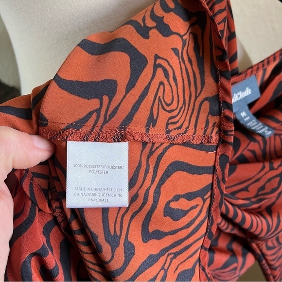 Modcloth Burnt Orange Black Zebra Print Long Sleeve Wrap Blouse Top Size M - Picture 5 of 6